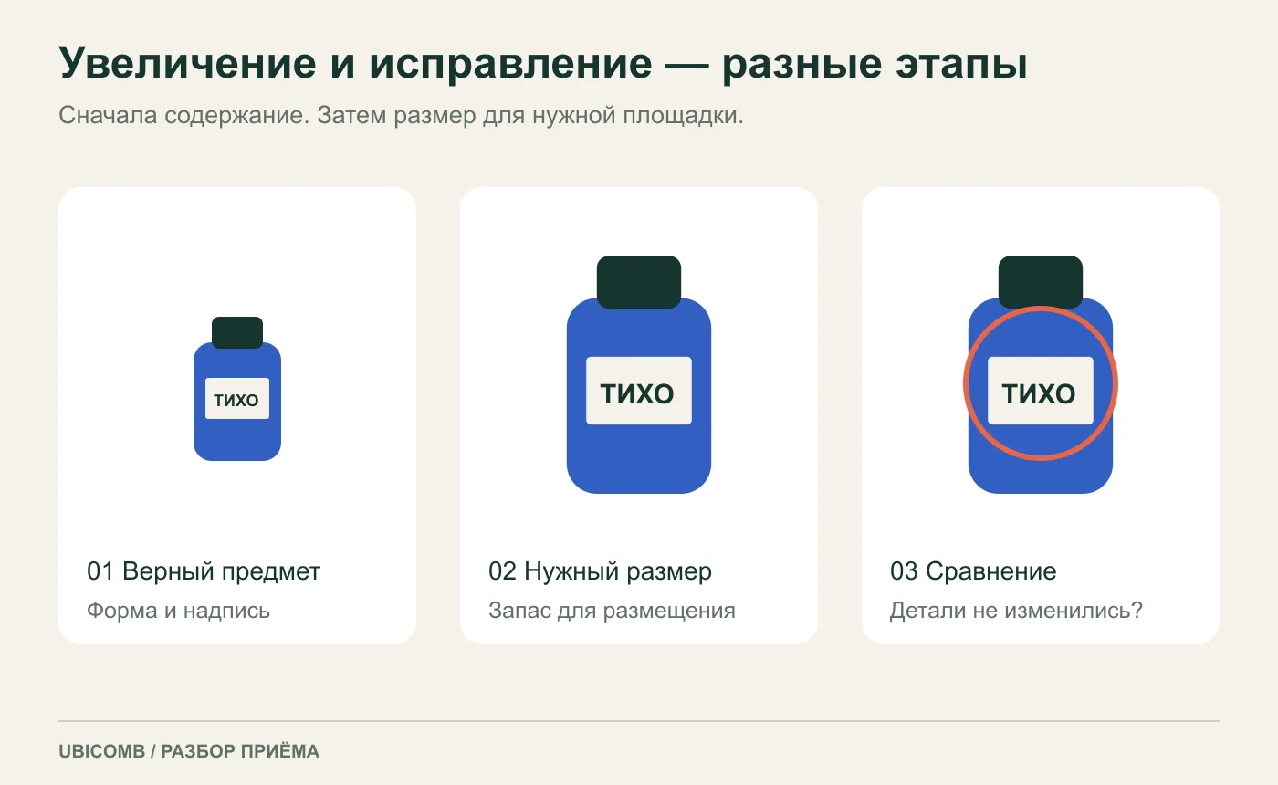 Схема сравнения исходного и увеличенного изображения