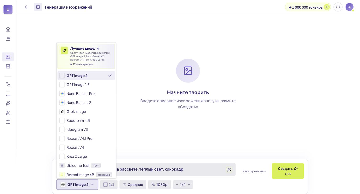 Список моделей с режимом «Лучшие модели»